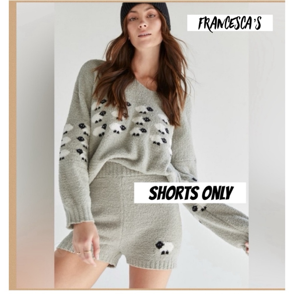 New Francesca’s Simone Sage Green Teddy Shorts